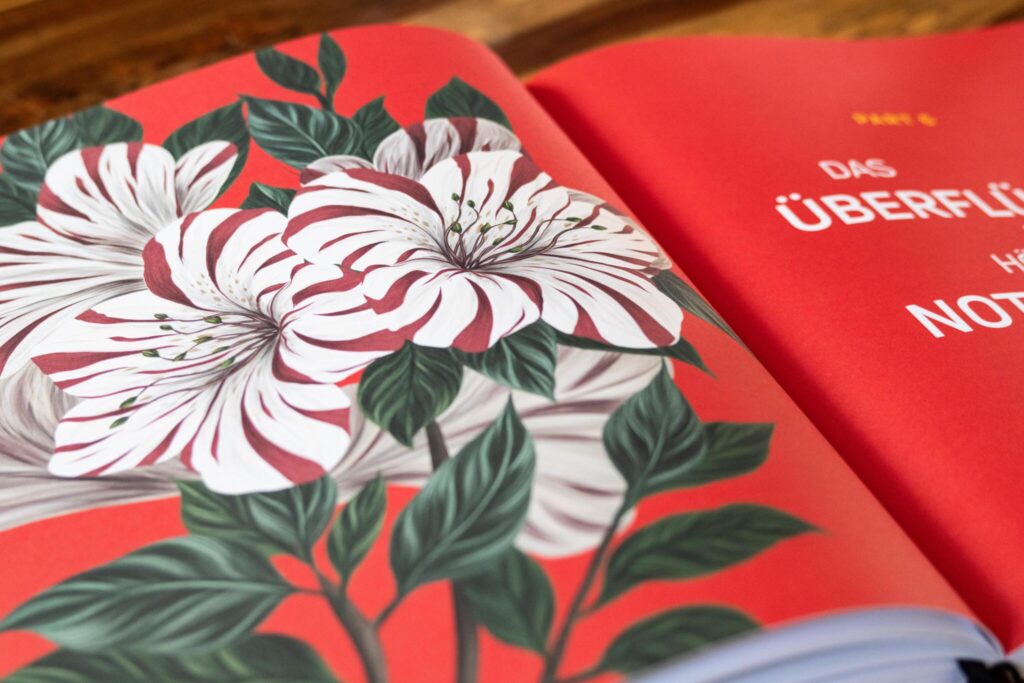 Nahaufnahme einer Illustration einer Blume in "Mit Schönheit fluten".